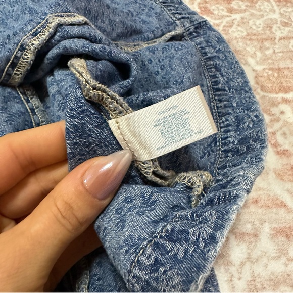 Denim Floral Printed Flare Skirt - Picture 4 of 7